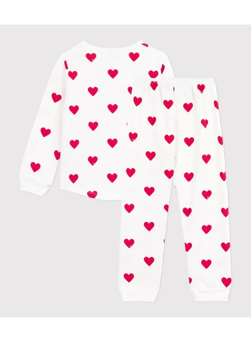 Petit Bateau Children's pyjamas in heart-printed fleece