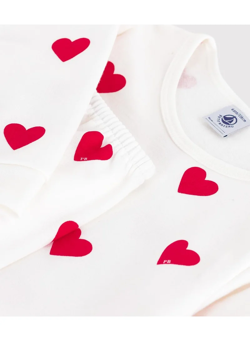 Petit Bateau Children's pyjamas in heart-printed fleece