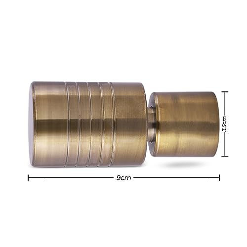 FAPBADRI Antique Gold Curtain Finials/Knobs for Any 1 inch Curtain Rod/Pipe for Doors and Windows, Screws & Wallplugs Included, Barrel Design, 1 Pair (2 pcs Finial + 2 pcs Support) - Image 3