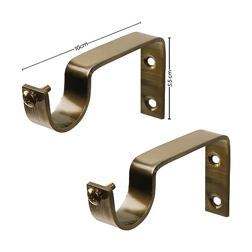 FAPBADRI Antique Gold Curtain Finials/Knobs for Any 1 inch Curtain Rod/Pipe for Doors and Windows, Screws & Wallplugs Included, Barrel Design, 1 Pair (2 pcs Finial + 2 pcs Support) - Image 4