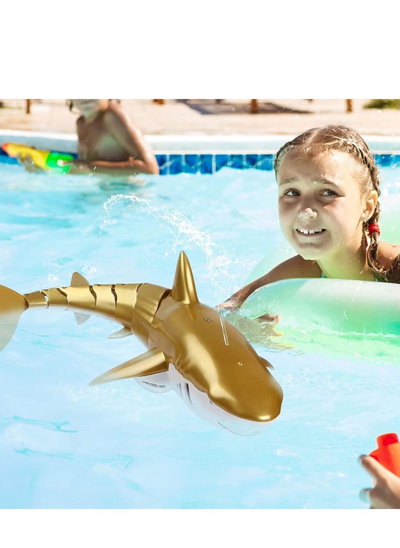SYOSI Remote Control Pool Shark Toys - Upgrade 2.4GHz High Simulation RC with Water Spray Diving Light for Swimming Bathroom Great Gift Boat, for Ages 3+ Boys Girls(Gold)  - Image 3