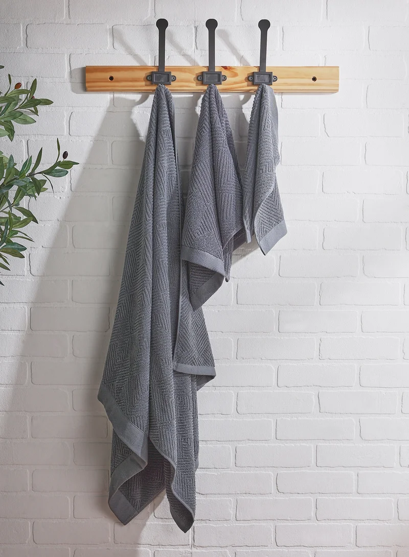 Noire Edit Grey Set Of 3 Face Hand & Bath Towel