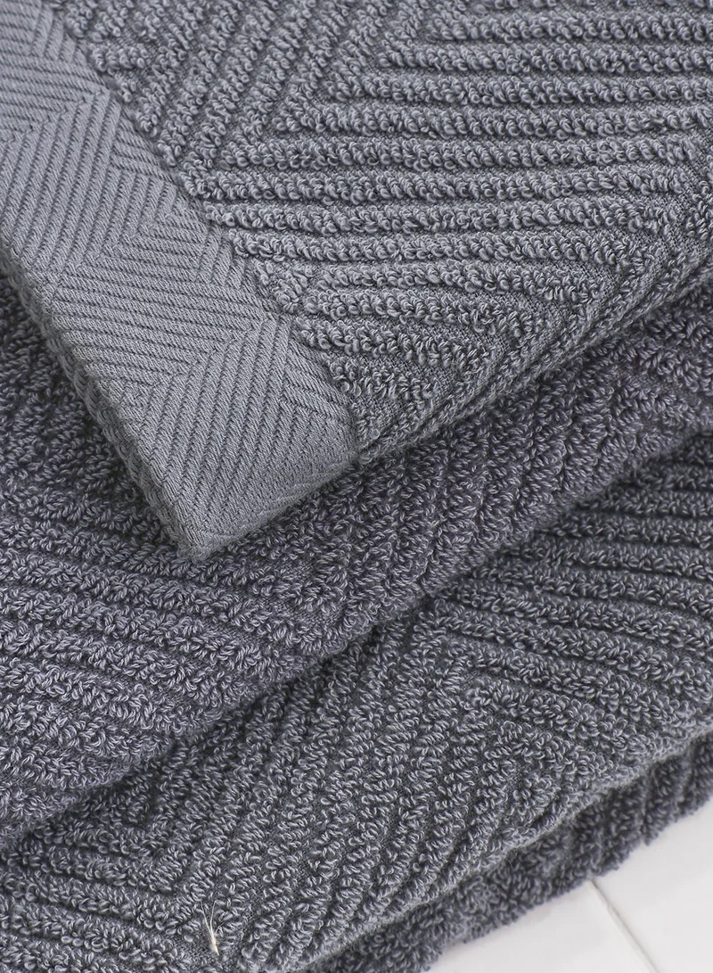 Noire Edit Grey Set Of 3 Face Hand & Bath Towel