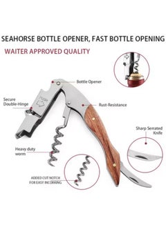 Beauenty 2-steps Wine Opener Professional Waiters Corkscrew, Bottle Opener and Foil Cutter Gift With Cow Leather Case for Servers, Waiters, Bartenders and Home Use-1pcs  - Image 3
