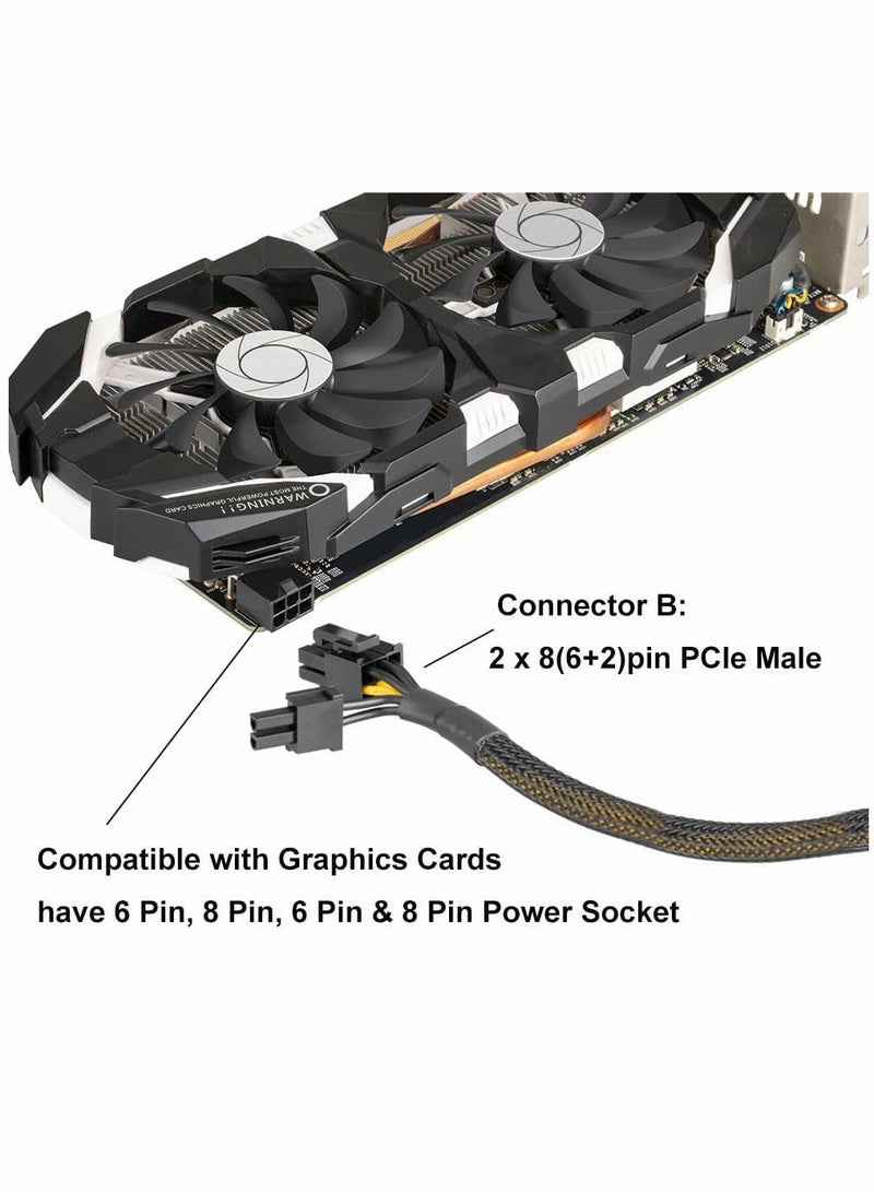 Graphics Lines, Graphics Card 8 Pins One Point Two Lines, Graphics Card 8p Extension Cable, Graphics Card Adapter, Braided 20cm, Pci-e Pcie Power Cable 18awg 20cm, with Sleeve - Image 4