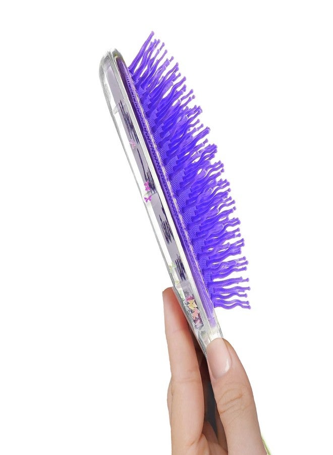 WIRESTER Rectangle Glitter Hair Brush For All Hair Types, Comb Hair Brush for Girls Women, Detangle Hairbrush Suitable for Wet and Dry Hair - Messy Hair Want Care Mermaid Pattern - Image 3