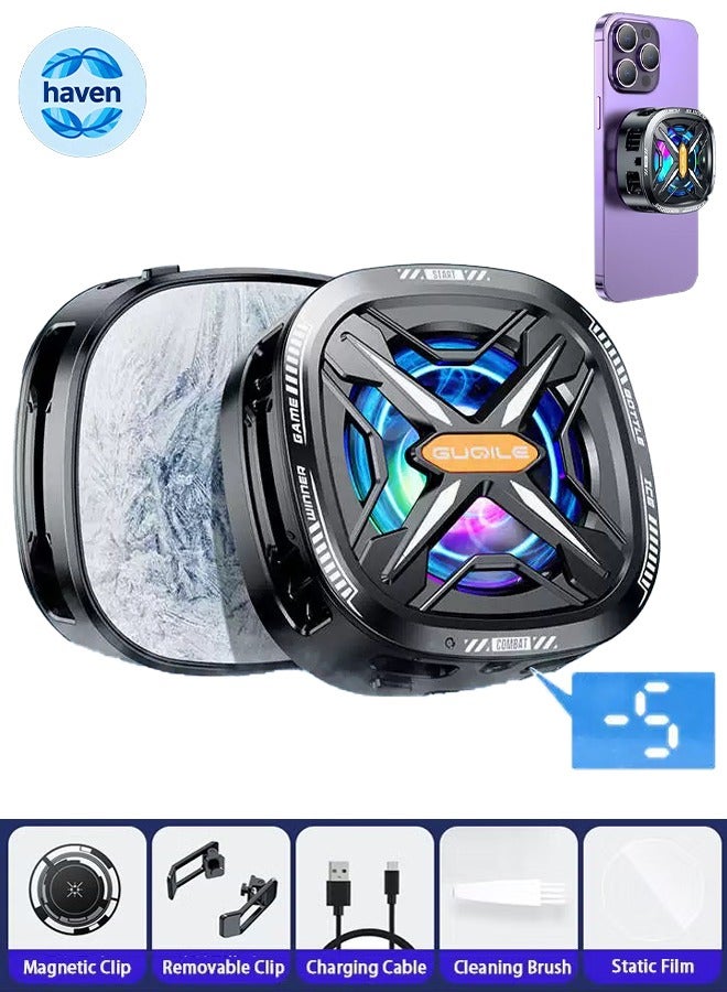 هافن مروحة المبرد المغناطيسي للهاتف، شاشة عرض درجة الحرارة، مشعاع الهاتف المحمول المغناطيسي، بدون ضوضاء للعب ألعاب تيكتوك للهاتف الذكي العالمي/آي باد - Image 1