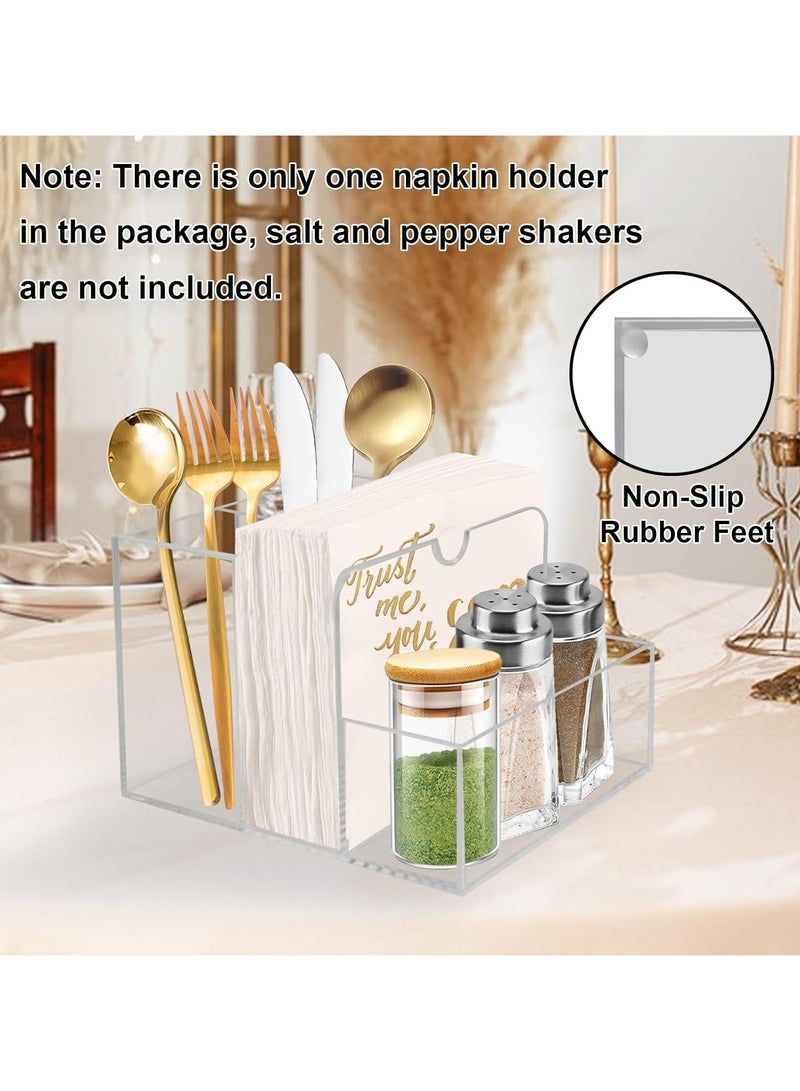 TPGP Napkin Holder with Salt and Pepper Shaker Caddy, Acrylic Napkin Holder for Table, Versatile Use for Home Dining, Hosting, Wedding Reception, Party, Patio, Deck, Restaurant, Cafe Bar Decor, Easy to Clean, Clear - Image 5