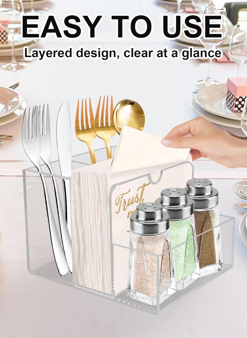 TPGP Napkin Holder with Salt and Pepper Shaker Caddy, Acrylic Napkin Holder for Table, Versatile Use for Home Dining, Hosting, Wedding Reception, Party, Patio, Deck, Restaurant, Cafe Bar Decor, Easy to Clean, Clear - Image 4