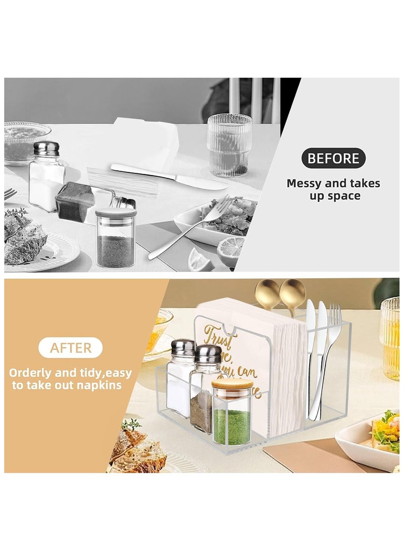 TPGP Napkin Holder with Salt and Pepper Shaker Caddy, Acrylic Napkin Holder for Table, Versatile Use for Home Dining, Hosting, Wedding Reception, Party, Patio, Deck, Restaurant, Cafe Bar Decor, Easy to Clean, Clear - Image 3