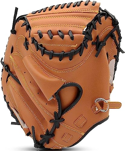 Gracfulcub Baseball Catcher Glove,Softball Catcher's Mitt for Kid Youth Aldult Baseball Training,Comfortable Durable,Left Hand Glove (Brown, 33 Inch) - Image 2