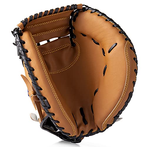 Gracfulcub Baseball Catcher Glove,Softball Catcher's Mitt for Kid Youth Aldult Baseball Training,Comfortable Durable,Left Hand Glove (Brown, 33 Inch) - Image 1