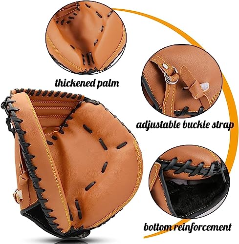 Gracfulcub Baseball Catcher Glove,Softball Catcher's Mitt for Kid Youth Aldult Baseball Training,Comfortable Durable,Left Hand Glove (Brown, 33 Inch) - Image 4