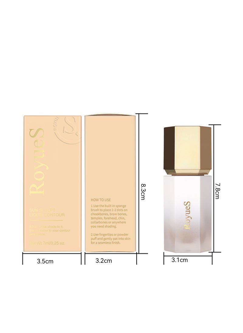 RoyueS - Sun Sculpt Liquid Contour, Long-Lasting Highly Pigmented Contour Stick, Lightweight Face Bronzer Makeup, Delicate Face Contouring Highlighter Sticks 7ml - Image 1