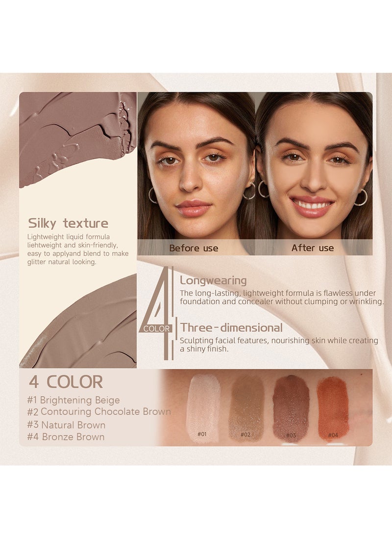 RoyueS - Sun Sculpt Liquid Contour, Long-Lasting Highly Pigmented Contour Stick, Lightweight Face Bronzer Makeup, Delicate Face Contouring Highlighter Sticks 7ml - Image 1