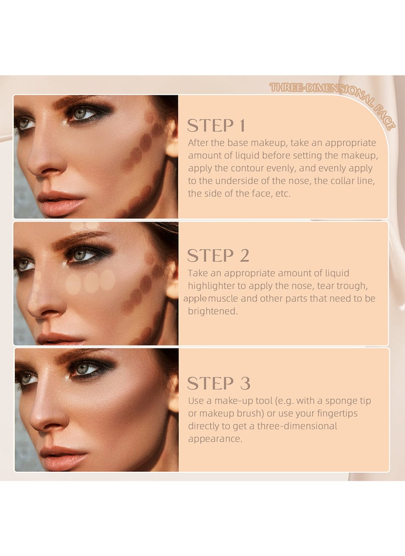 RoyueS - Sun Sculpt Liquid Contour, Long-Lasting Highly Pigmented Contour Stick, Lightweight Face Bronzer Makeup, Delicate Face Contouring Highlighter Sticks 7ml - Image 1