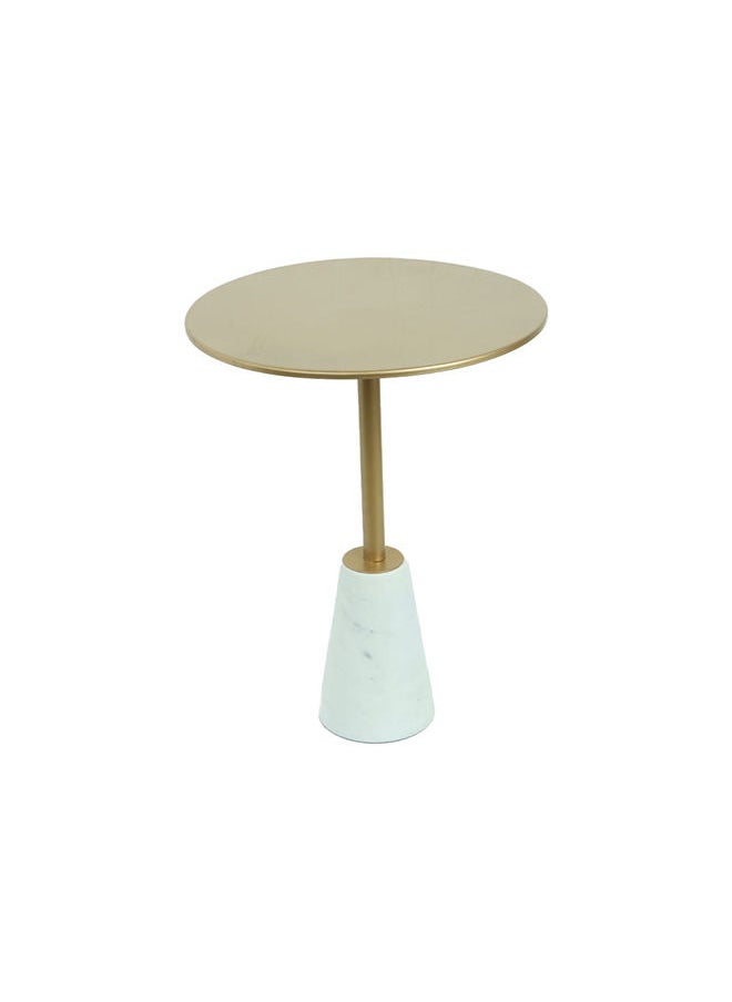 DANUBE HOME - Matt End Table Multi Functional Living Room Table Space Saving Side Table Furniture For Home Bedroom L 38.5 x W 38.5 x H 50 cm White / Brass - Image 1