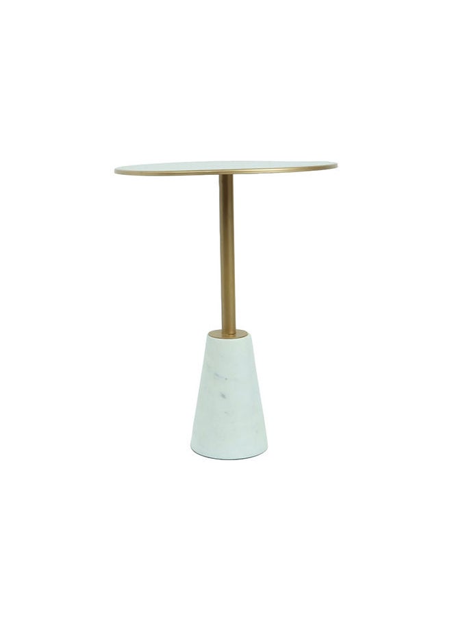 DANUBE HOME - Matt End Table Multi Functional Living Room Table Space Saving Side Table Furniture For Home Bedroom L 38.5 x W 38.5 x H 50 cm White / Brass - Image 1