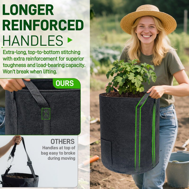 Mulctun 4 Pcs 15 Gallon Potato Grow Bags with Harvest & Visible Windows, Thickened Nonwoven Fabric Potato Planter,Potato Growing Containers with Sturdy Handles, Potato Bags for Growing Potatoes Vegetables - Image 3