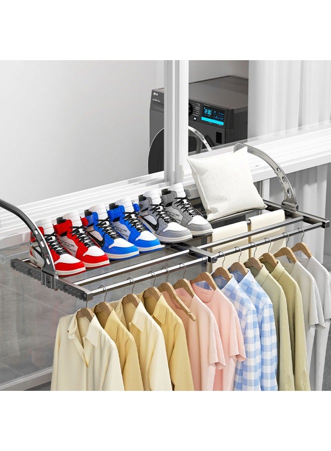 YelaJoy Foldable Clothes Drying Rack for Balcony, Retractable Radiator Clothes Airer, Retractable Radiator Clothes Airer,  Portable  Laundry Rack for Indoor Air Drying and Hanging (50-88CM) - Image 1