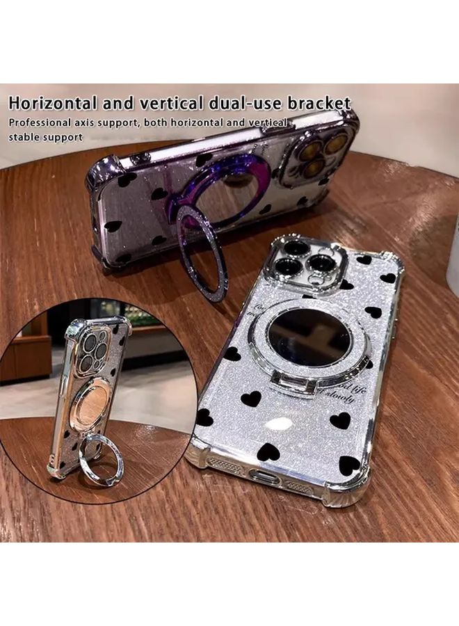 Magnetic Mirror Phone Case For iPhone 11 Pro Max Blue With Lanyard Anti Fall - Image 5