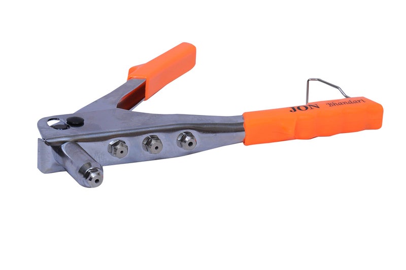 Jon Bhandari Tools Hand Riveter 10” | Heavy-Duty Pop Rivet Gun with Nosepieces & Rivets | Fastening Tool for Sheet Metal, Leather, Plastic & DIY Repairs | Sizes: 3/32”, 1/8”, 5/32”, 3/16” - Image 3