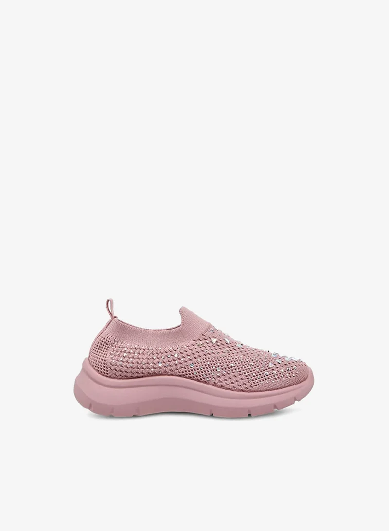 Flora Bella By Shoexpress Girls Embellished Slip-On Sneakers with Pull Tabs