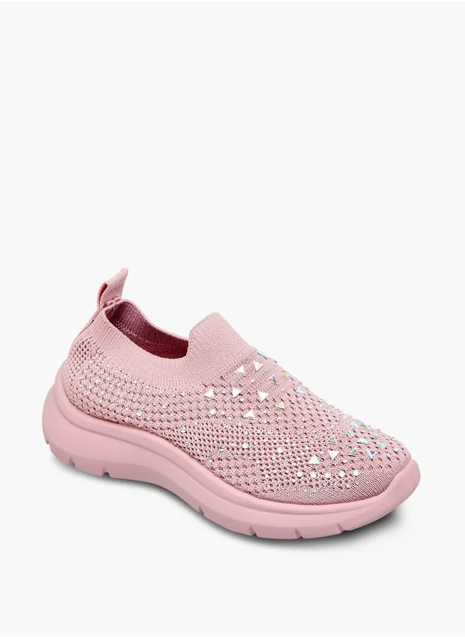 Flora Bella By Shoexpress Girls Embellished Slip-On Sneakers with Pull Tabs