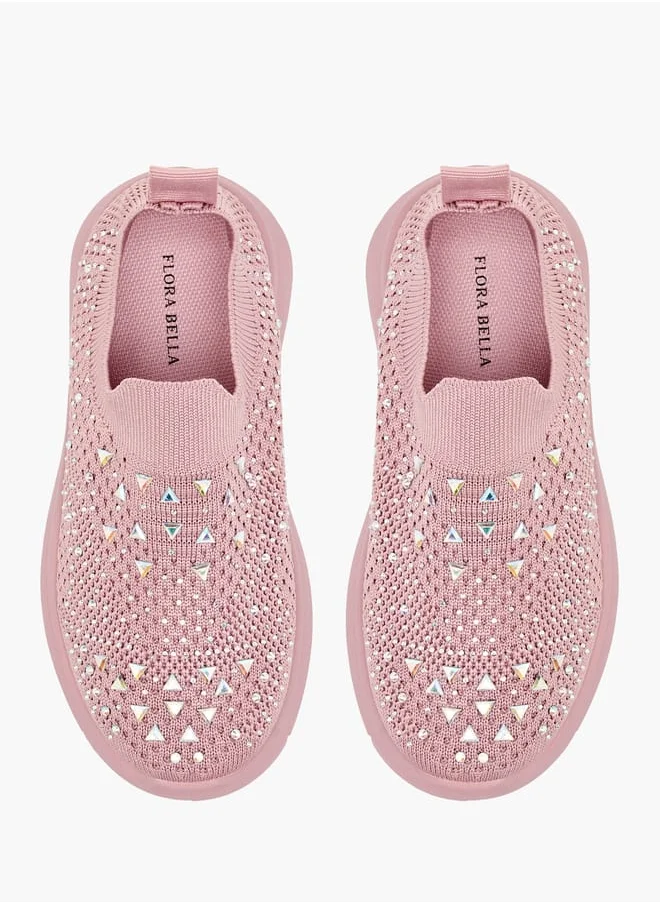 Flora Bella By Shoexpress Girls Embellished Slip-On Sneakers with Pull Tabs