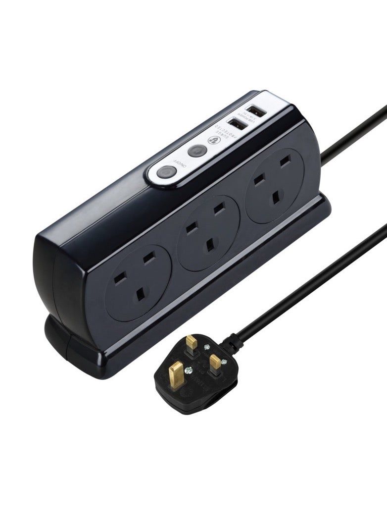 ماستربلاج كابل تمديد USB عالي اللمعان بطول 4 أمتار و6 مقابس ومنفذي شحن USB وحماية من زيادة التيار SRGDUK64PB3 - Image 1