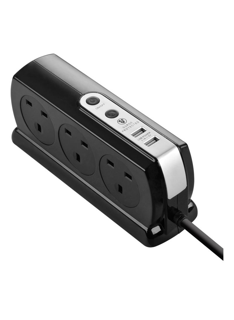 ماستربلاج كابل تمديد USB عالي اللمعان بطول 4 أمتار و6 مقابس ومنفذي شحن USB وحماية من زيادة التيار SRGDUK64PB3 - Image 3