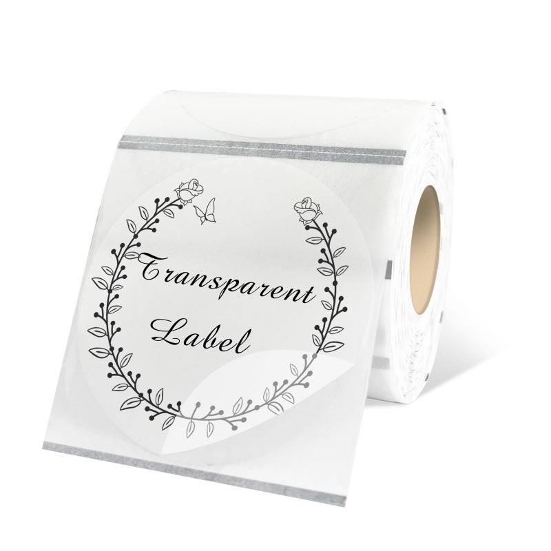 Yeachlaing 2" Round Transparent Thermal Label Stickers,Self-Adhesive Direct Thermal Labels,300 Sheets with Perforation Line in ROLL - Image 1