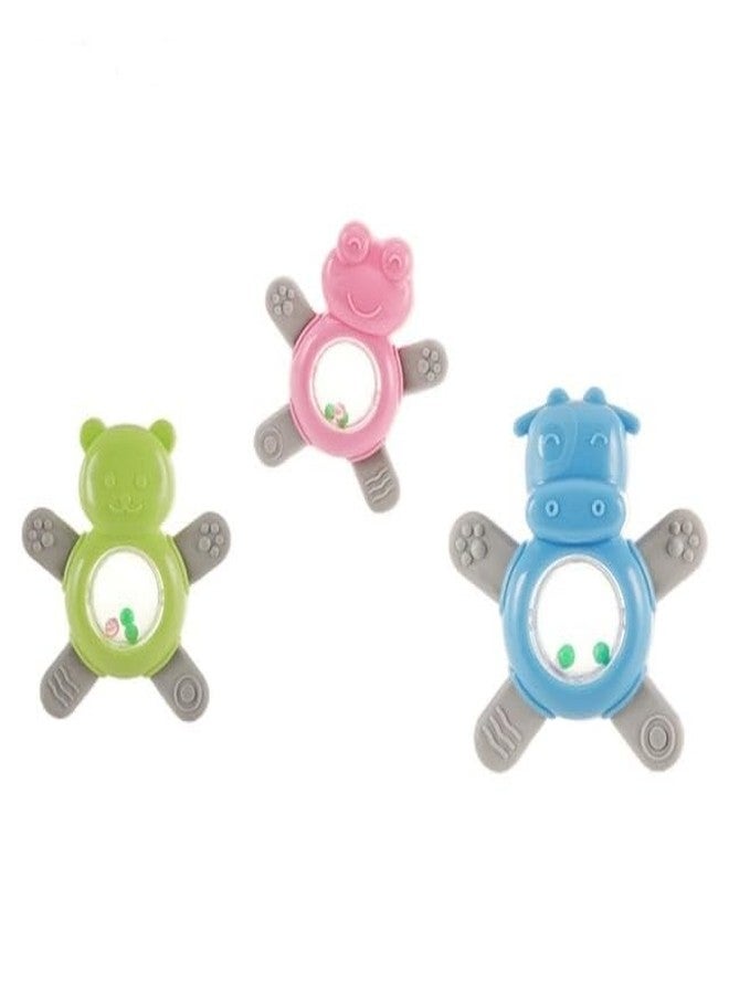 Moppets Infant Animal Shape Silicone Bite Rattleteethers/Gum Massagers (Pack Of 3), Multicolor - Image 1