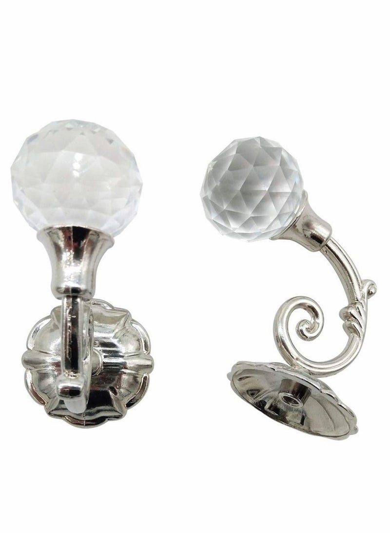Y&D Clear Crystal Curtain Holdbacks Wall Mounted Tassel Tieback Hook Drapery Tiebacks Clothes Coat Hat Towel Hanger Holder (Silver) 2PCS - Image 1