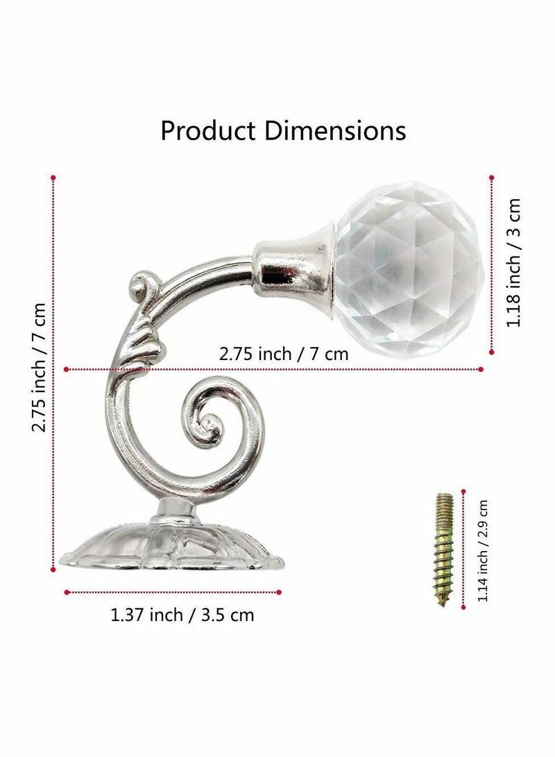 Y&D Clear Crystal Curtain Holdbacks Wall Mounted Tassel Tieback Hook Drapery Tiebacks Clothes Coat Hat Towel Hanger Holder (Silver) 2PCS - Image 4