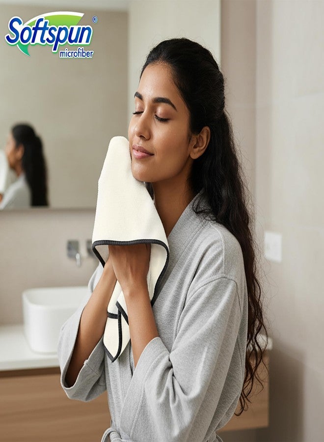 SOFTSPUN Microfiber Face & Hand Towel 2 Pc 280 GSM 40X60 White! Ultra Absorbent Super Soft & Lightweight Quick Drying for Men & Women Daily Use Unisex. - Image 4