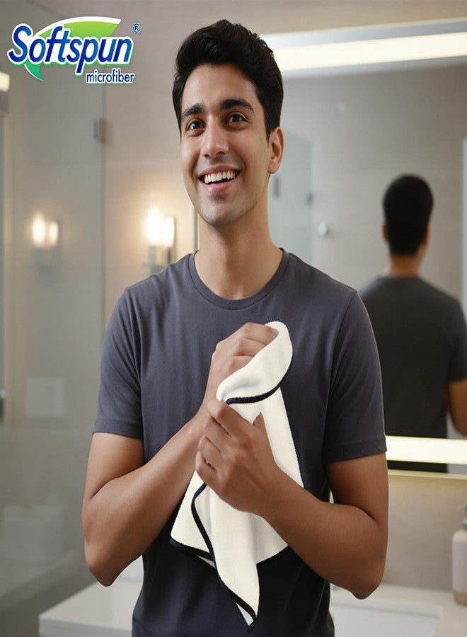 SOFTSPUN Microfiber Face & Hand Towel 2 Pc 280 GSM 40X60 White! Ultra Absorbent Super Soft & Lightweight Quick Drying for Men & Women Daily Use Unisex. - Image 1