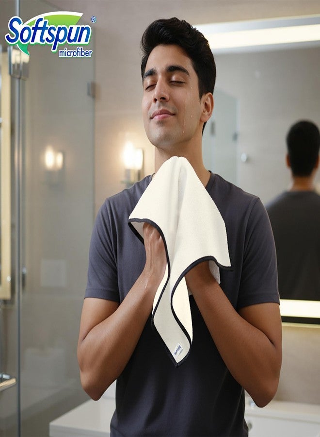 SOFTSPUN Microfiber Face & Hand Towel 2 Pc 280 GSM 40X60 White! Ultra Absorbent Super Soft & Lightweight Quick Drying for Men & Women Daily Use Unisex. - Image 3