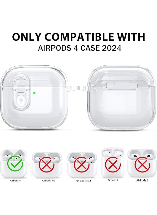 erorex - With Safety Lock Compatible With Airpods 4 Case Clear Soft Tpu Transparent Airpods 4Th Generation Case Full Protection Cover With Keychain For Airpods 4 Gen 2024 Usb C Clear - Image 1