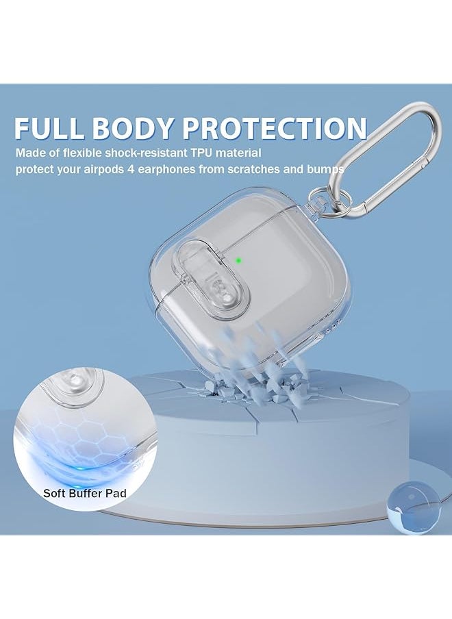 erorex - With Safety Lock Compatible With Airpods 4 Case Clear Soft Tpu Transparent Airpods 4Th Generation Case Full Protection Cover With Keychain For Airpods 4 Gen 2024 Usb C Clear - Image 1