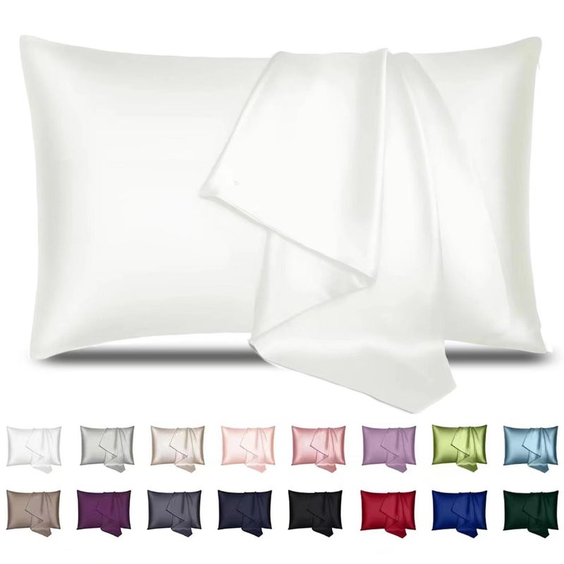 INSSL Silk Pillowcase for Women  Mulberry Silk Pillowcase for Hair and Skin and Stay Comfortable and Breathable During Sleep (Queen  Ivory)