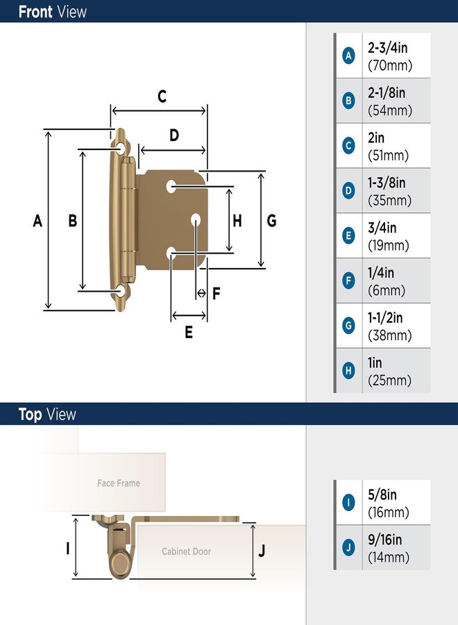 Amerock BPR7629CZ | Cabinet Hinge | Variable Overlay Self Closing Face Mount | Champagne Bronze | Kitchen Cabinet Door Hinge | 1 Pair/2 Pack | Functional Hardware - Image 4