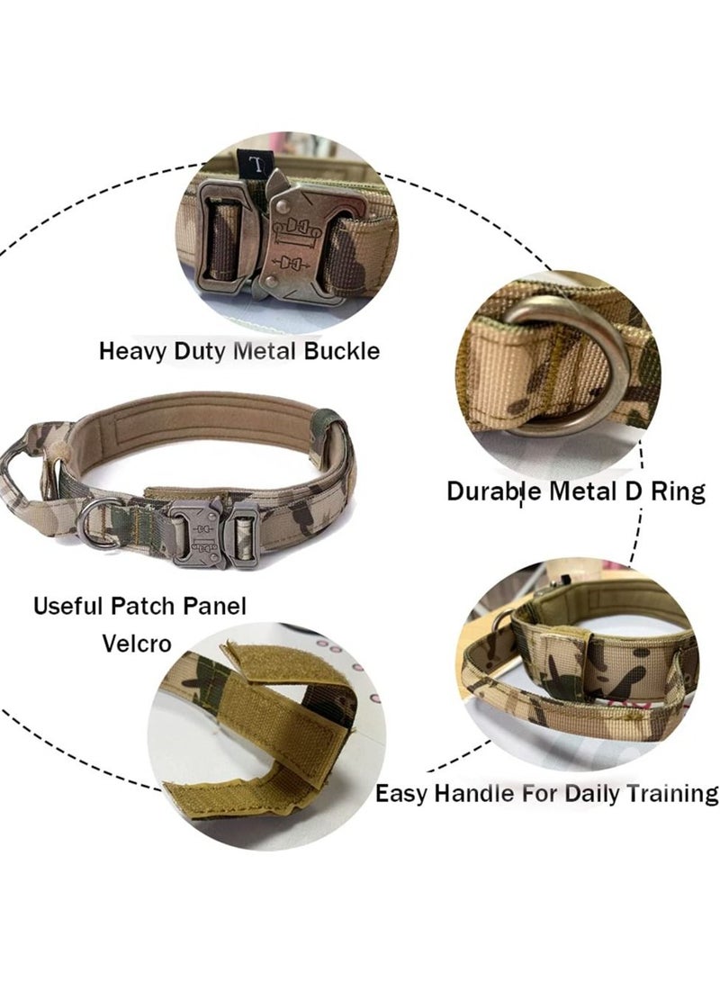 SYOSI Collar Tactical Dog Collar Military Dog Collar Outdoor Traction Pet Collar Medium and Large Dog Training Dog Collar, Adjustable Nylon Dog Collar (Camouflage Color-XL) - Image 2