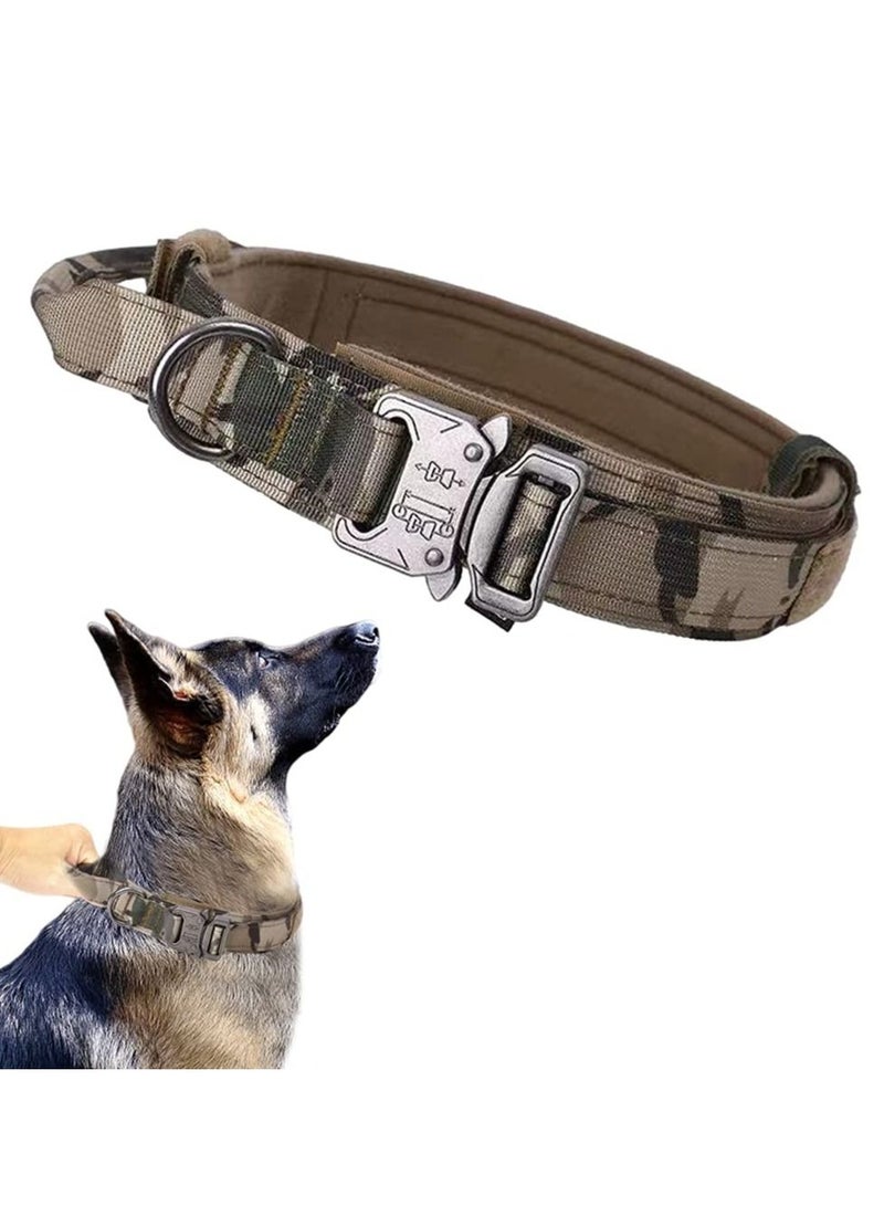 SYOSI Collar Tactical Dog Collar Military Dog Collar Outdoor Traction Pet Collar Medium and Large Dog Training Dog Collar, Adjustable Nylon Dog Collar (Camouflage Color-XL) - Image 1