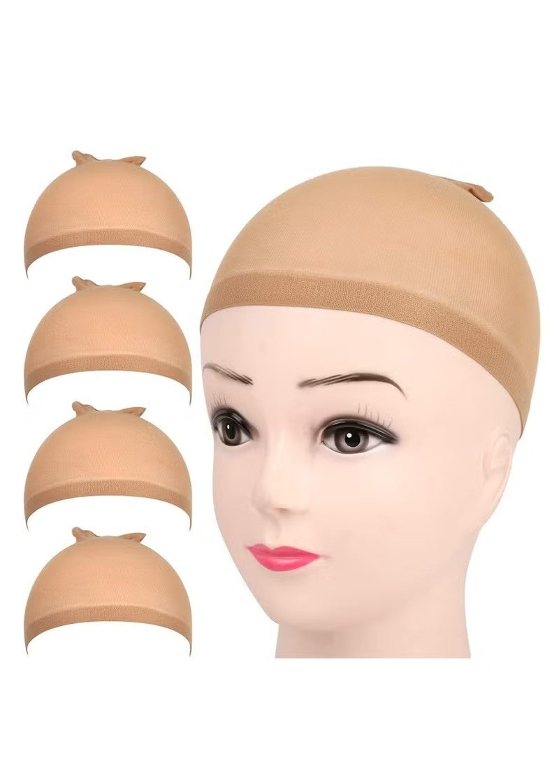Silicone Wig Grip Band Set, 4 Nylon Wig Caps and 3 Non-Slip Bands with Dual-Sided Grip(beige) - Image 2