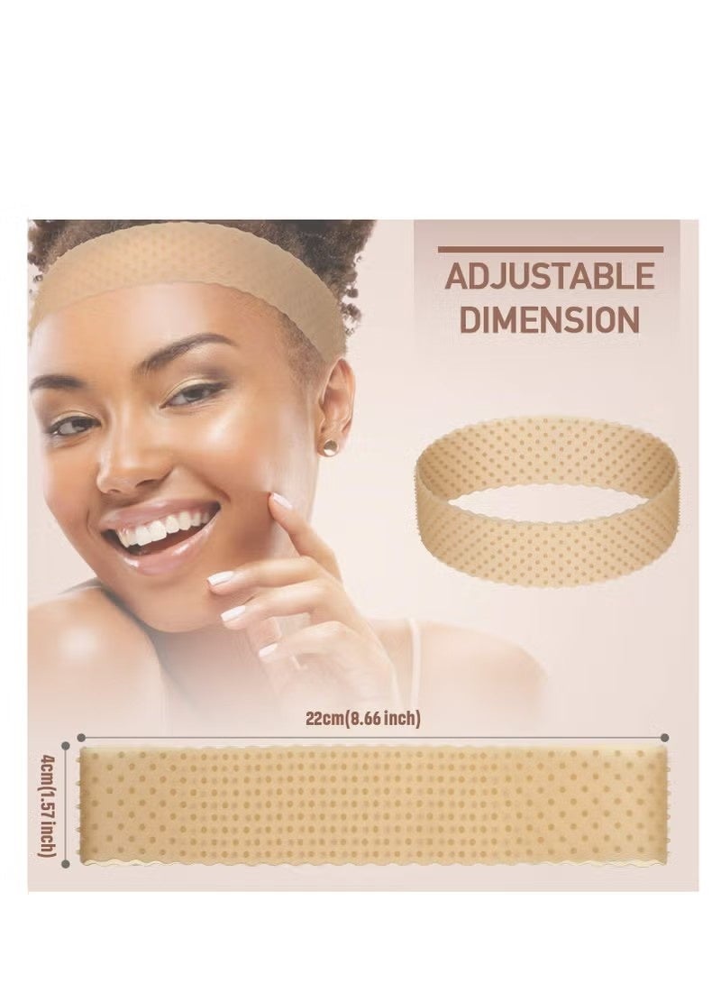 Silicone Wig Grip Band Set, 4 Nylon Wig Caps and 3 Non-Slip Bands with Dual-Sided Grip(beige) - Image 5