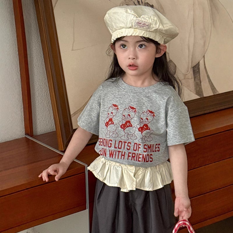 Dd Same Style Duck T-Shirt 2025 Japanese Children'S Wear Cartoon Cute Short-Sleeved Crewneck T-Shirt For Boys And Girls - Image 1