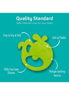 BuddsBuddy 100% Bpa Free Soft Silicone Baby Teether For 3 To 6 Babies (Zuzu, Green)  - Image 4