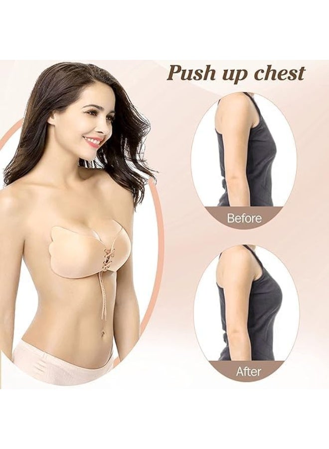 حمالة صدر لاصقة نسائية بدون حمالات وبدون ظهر بتصميم رفيع غير مرئي لرفع الصدر – لون بيج، خالية من الأسلاك ومصنوعة من سباندكس ناعم ومريح - Image 5