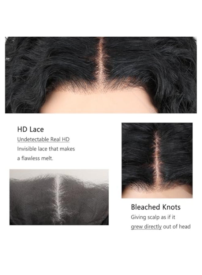 ijoy Burmese Curly Human Hair Wig 13x4 Lace Front Wigs 180 Density Pre Plucked Brazilian Tiny Knots 18 Inch Lace Frontal Wig Natural Black Blend Curly - Image 3